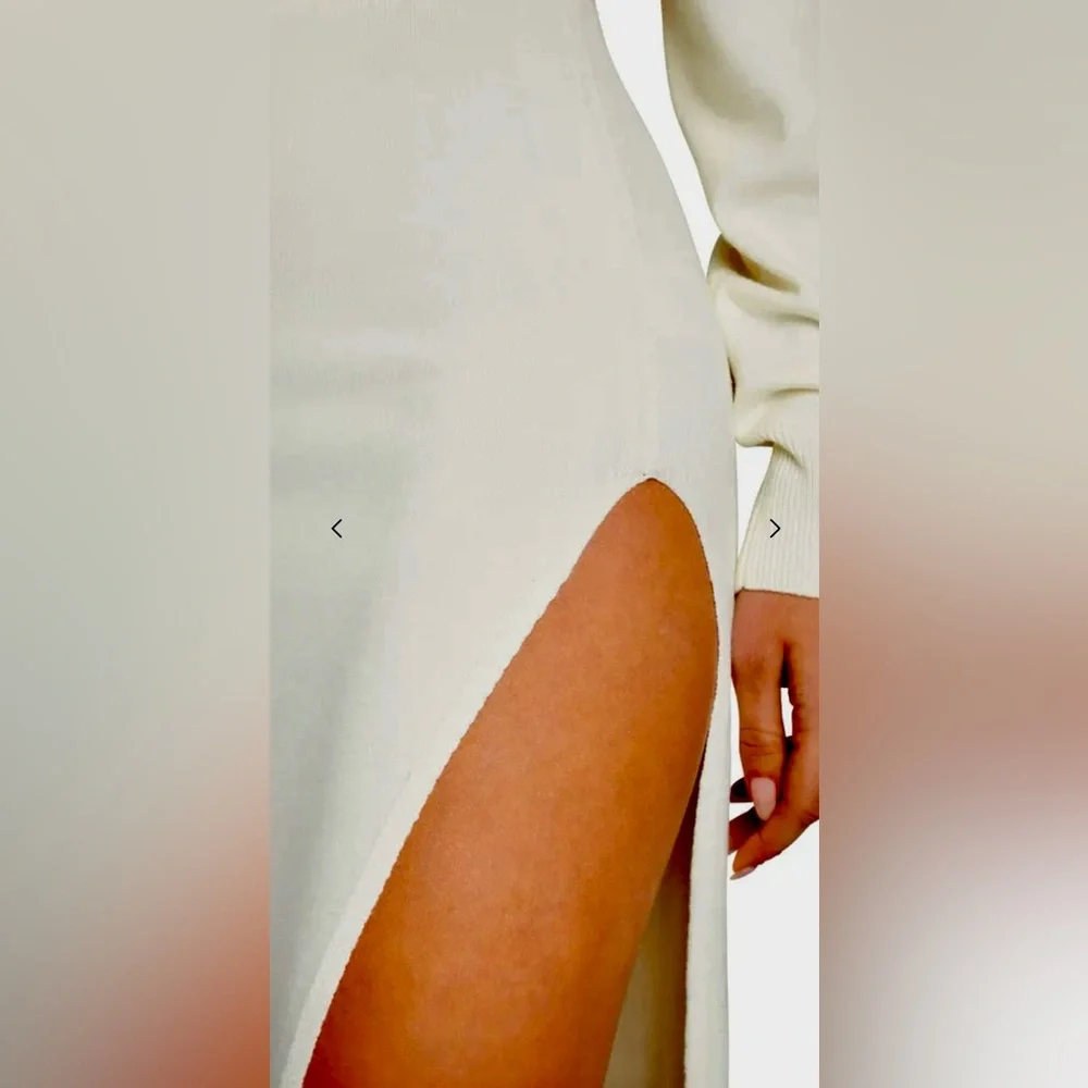 SER.O.YA Francie Cream midi Dress Long Sleeve Knit Size Small